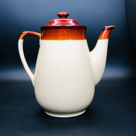 Vintage 70s Rooster Red Poppies Teapot Coffee Pot: Retro Farmhouse Kitchen Decor - Picture 2 of 12